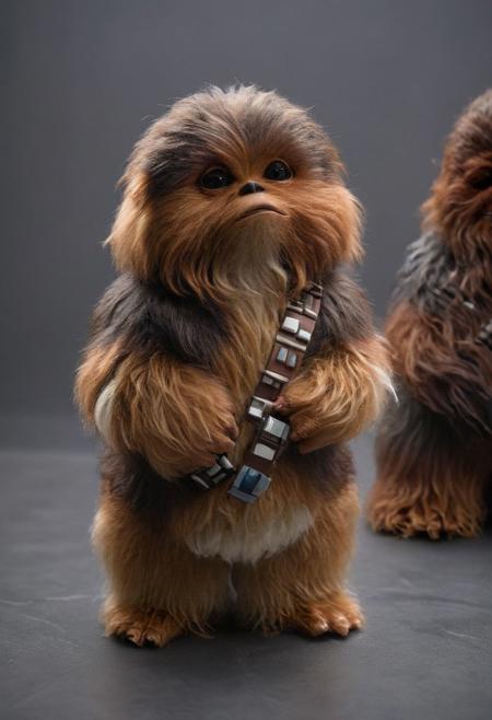 amazing quality, masterpiece, best quality, hyper detailed, ultra detailed, UHD, perfect anatomy, portrait, dof, hyper-realism, majestic, awesome, inspiring, - a fluffy cute #giz# gizmo( inspirated in Chewbacca:2.3),  cinematic composition, soft shadows, national geographic style,