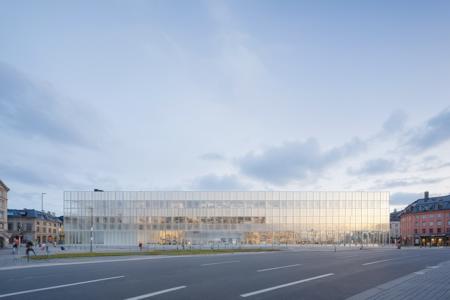 RAW photo, architecture over exposed photography, <lora:nunu-XL:0.8>, ultra-refined ((one-storey)) museum in norway,
designed by Kengo Kuma,
made of pastel-colored glass,
form inspired by soft architecture,
early morning shot,
((white overcast sky)), diffused light, ISO 1600, ((blind facade)), Nikon AF-S 70-200mm f/2.8G ED VR II, long exposure, super realistic, 8k, professional photography