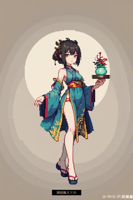 (masterpiece, top quality, best quality), pixel,pixel art,1girl, full body, hanfu,
 <lora:pixel_f2:0.5>  <lora:elegantHanfuRuqun_v10:0.9>