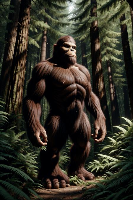 ral-mythcr, bigfoot, in dense forest <lora:ral-mythcr-sd15:1>