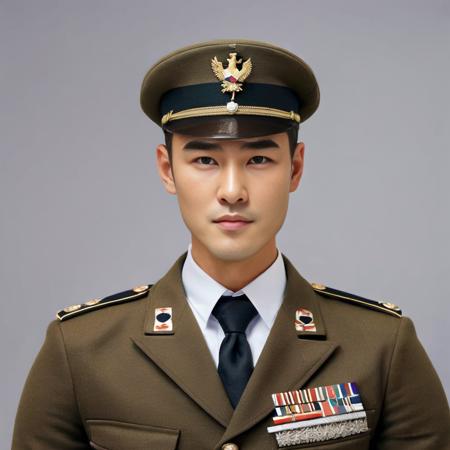 Asian,hugo boss,black,hat,Create an image that accurately portrays a male character dressed in a uniform associated with the German Gestapo. The uniform should be historically accurate, reflecting the specific details, insignias, and colors that were characteristic of the Gestapo during the WWII era. The male character should be depicted in a neutral pose, allowing for a clear view of the uniform's details. His expression should be stern and authoritative, reflecting the character and demeanor associated with the role. The background should be simple and unobtrusive, perhaps a plain wall or an office setting, to keep the focus on the uniform and the character. The rendering should be realistic and detailed, with careful attention to the fabrics, textures, and accessories of the uniform. The overall image should convey a sense of historical authenticity and attention to detail,<lora:htm:0.85>