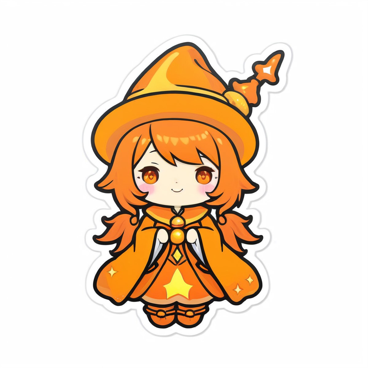 kawaii sticker, girl, orange mage<lora:EnvyKawaiiXL01_base_prodigy-000011:1>