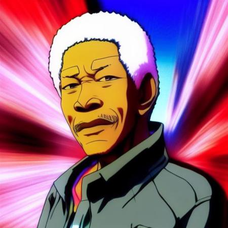 morgan freeman, ultra-detailed, ( edgerunners-style-v2  ), anime