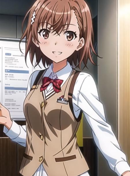 misaka_mikoto:0.7,misaka mikoto, highres,(masterpiece_1.0),(best quality_1.0),short hair,close up,smiling