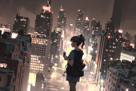 (masterpiece:1.2), best quality,PIXIV, 
style by snatti, 1girl, solo, building, cityscape, city, silhouette, scenery, side ponytail
<lora:style by snatti-000018:0.8>