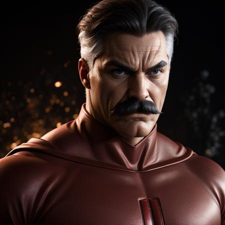 Hyperrealistic art of  <lora:Omni-Man SD1.5:1.2>
Omni-Man a man with a mustache and a red cape, Extremely high-resolution details, photographic, realism pushed to extreme, fine texture, incredibly lifelike