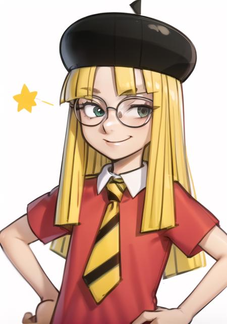 Penny_crayon glasses blonde_hair beret