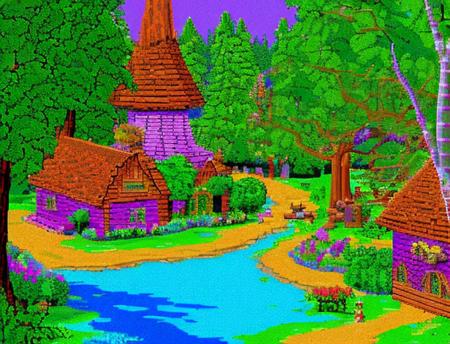 classic dosbox screen capture of a magical village of faeries kq4, king's quest 4 <lora:Sierra_SCI_v1:0.7> sierra online, ega