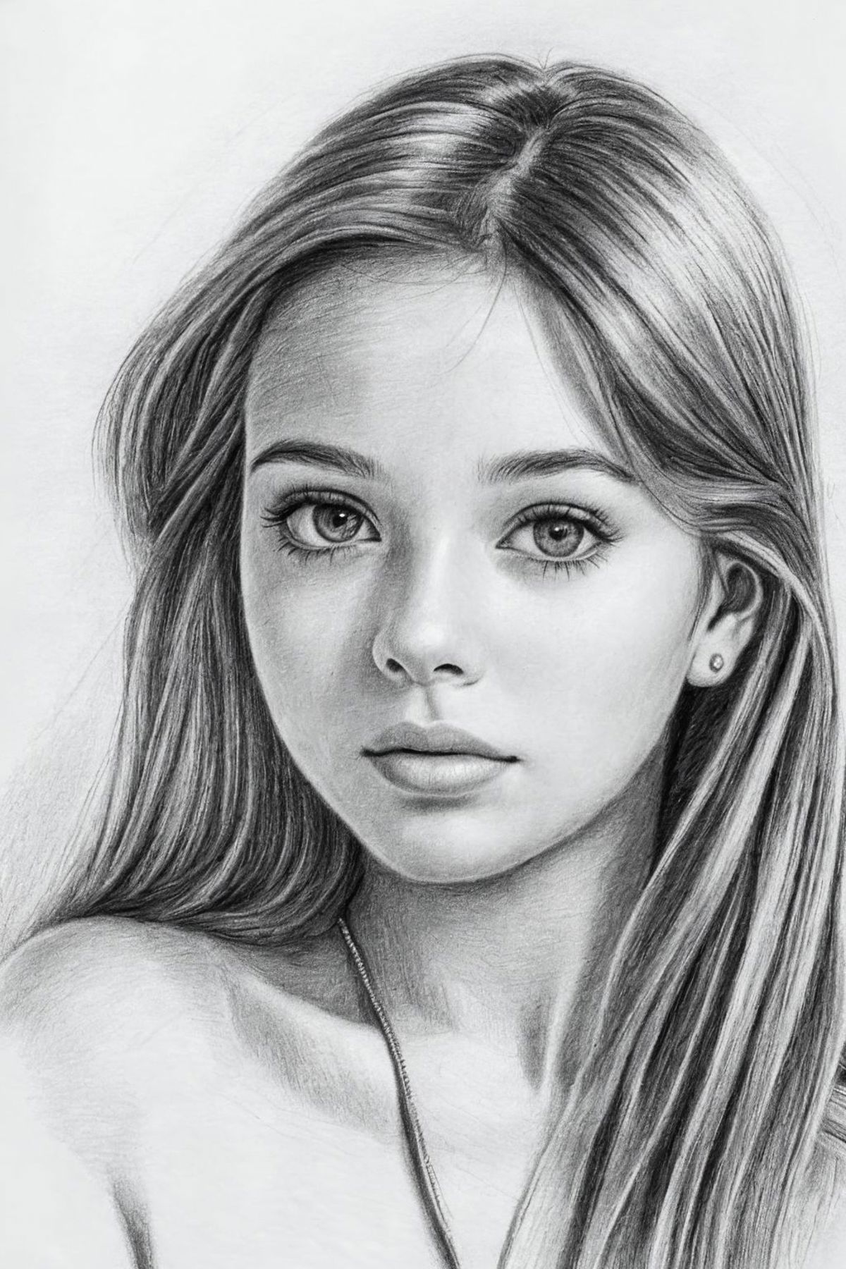 A beautiful young woman with long blonde hair wearing earrings.