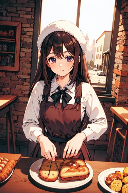 (masterpiece),(best quality:1.6), (ultra-detailed),girl grab hand girl,winter, bakery ,school uniform ,detailed background,