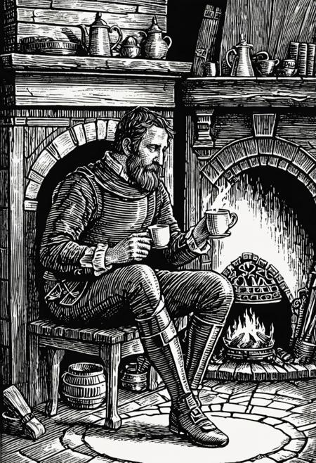 vintage_storybook_scratchboard_illustration_of_whimsical_king_arthur_sipping_tea_in_front_of_a_fire_place_by_howard_pyle_and_robert_crumb_-bad_quality__plain__torso__3111132051.png