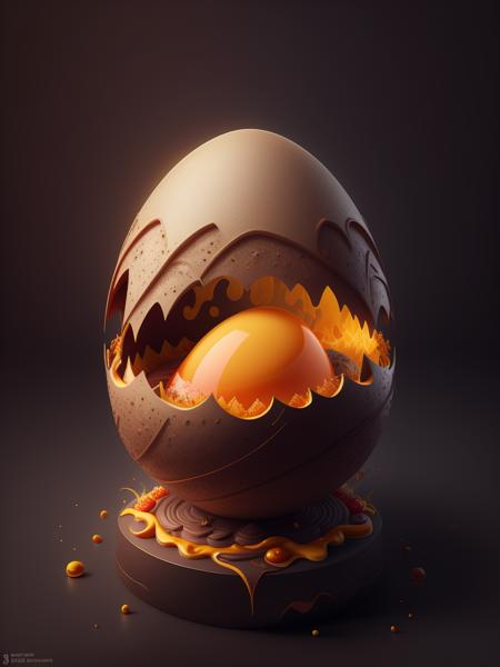 there is a large egg with a hole in it on a dark surface, (3d:1.43) digital art 4k, cinema 4d bright light render, cinema 4 d art, (3d:1.43) render digital art, humpty dumpty in form of egg, digital art render, high-quality render, magic frozen ice phoenix egg, cinema 4 d render, cinema 4d render, white background, color slash, aint brilliant, very coherent, triadic color scheme, extremely detailed, fantasy, very hi hd, smooth, artstation draw, rich mystically attractive orc staff wizard portrait resembling normal goblin head cheese