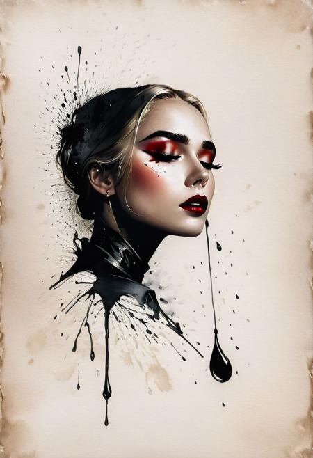 RAW profile photo, close-up, dark atmosphere, masterpiece, cinematic film still of a blonde beautiful woman, detailed eyes,eyeliner, darkred lipstick, black lace turtleneck dress, tack sharp focus on eyes, Sensual, lustful, seductive,  intricate, ultra detailed, 8k, <lora:MS_DitavT_V1_32:0.6>