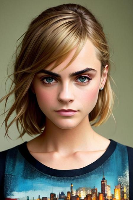 a photo of (cara_delevingne_TI-588-800:0.9),  modelshoot style, (extremely detailed CG unity 8k wallpaper), photo of the most beautiful artwork in the world, professional majestic oil painting by Ed Blinkey, Atey Ghailan, Studio Ghibli, by Jeremy Mann, Greg Manchess, Antonio Moro, trending on ArtStation, trending on CGSociety, Intricate, High Detail, Sharp focus, dramatic, photorealistic painting art by midjourney and greg rutkowski,