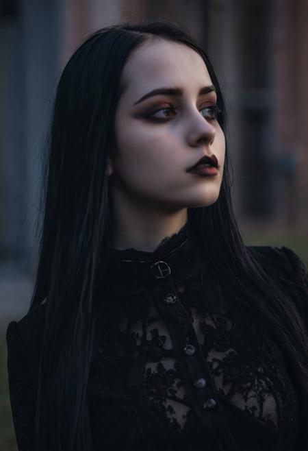 (((top-priority))), real-life, goth-girlfriend, split ambient twilight light, shallow focus, realistic shadows, ideal, vellus hairs, best image, best quality, depth of field, perfect composition, suggestive