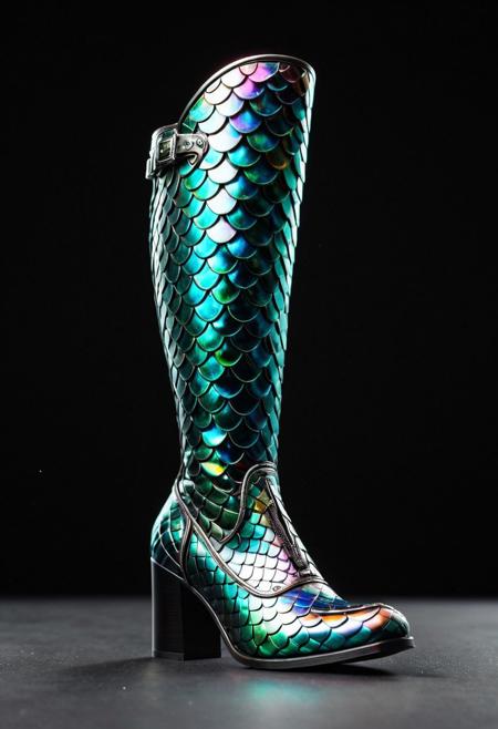 Masterpiece, best quality, 
(robotic boot:1.1), 
scaleboundsdxl, iridescent,
patina metal, pms style,
(simple background:1.2), (black background:1.2), 
best quality, depth of field, chiaroscuro, cinematic, colorful, realistic, dynamic pose, dynamic angle, masterpiece, intricate details, ultra detailed, 8k, highly detailed, very aesthetic, professional 4k, Canon 5d mark 4, moody lighting, natural light, soft light