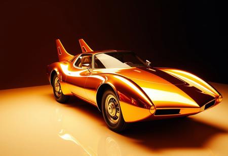 Avant-garde , gold and chrome , retro futurism 1970s