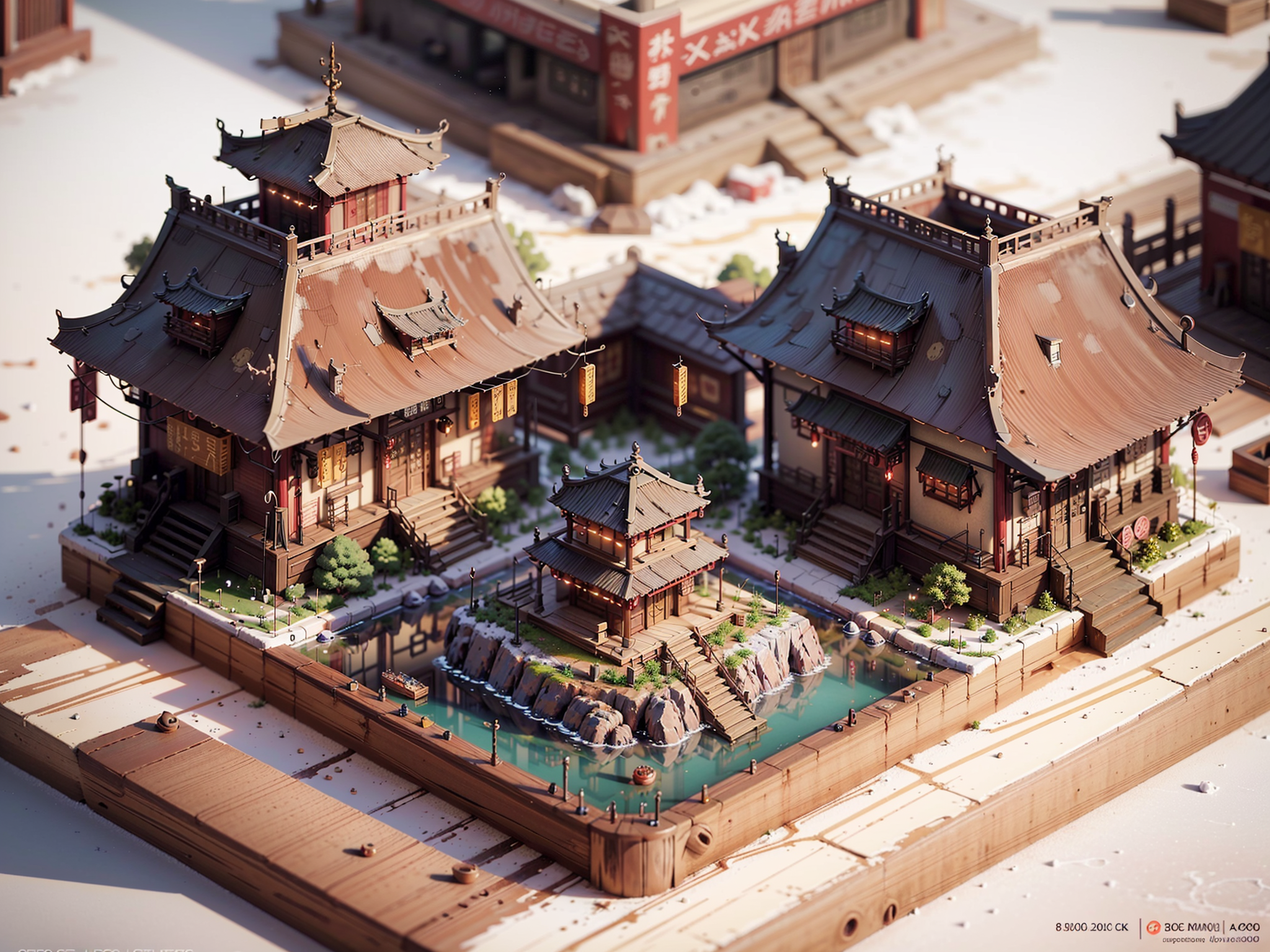 mini\(ttp\), (8k, RAW photo, best quality, masterpiece:1.2), (realistic:1.37),(chinese temple), miniature, landscape,  (is...