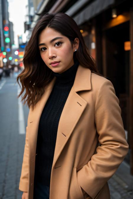 highest quality raw photography, photo of (H4n4M0n01), a woman, RAW, close portrait photo, long brown coat, (high detailed skin:1.2), 8k uhd, dslr, soft lighting, high quality, film grain, Fujifilm XT3 sharp focus, f 5.6, cinematic light, sidelighting, Fujiflim XT3, DSLR, 50mm ,<lora:add_detail:0.4>, <lora:LowRA:0.2>