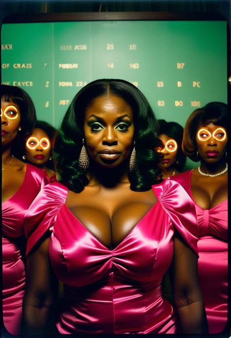 ()Hyoer Realistic:2.0)Polaroid picture of 
a hyper realistic Movie Still of (60 years old ((busty:1.3)) (((african american))) women) 
 of a group of stern, suited College Board of Trustees (Standing exposing large breasts ), their (possessed glowing eyes:1.70) glazing over as they fall under the hypnotic spell of a circle of Alpha Kappa Alpha Sorority Sisters.
The  (70 year old busty african american sorority sisters standing in front of the Board, resplendent in their pink and green attire:1.85) , gaze intensely at the trustees, their hands weaving intricate patterns in the air as they chant in unison.( The trustees' faces slacken, their pupils dilating as they succumb to the sisters' mesmerizing power:1.65)
(In the background, a giant budget spreadsheet displays a rapidly increasing total, the numbers spinning wildly out of control as the trustees, now completely entranced, nod in unison to allocate infinite funds to the Greek Life budget.:2.00) (Capture the surreal, mind control::2.80)
(her deeply pigmented ebony skin), (big hard nipples:1.30), (the largest macromastia tits), (extremely colossal boobs:2.6), (ultra busty hyper bimbo), (flawless boobs), (oiled nipples), (giant large dark areolas), (giant large black areolas), (very large and round areolas ), (giant areolas completely covering the breasts), (stiff long nipples),