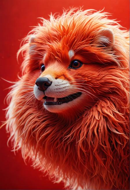beautiful fluffy animal, vacations, ultra detailed, realism pushed to extreme, looking back, celestial, red background, backlit, 80mm, intricate abstract, atmospheric, high quality, long_hair, High quality texture, underwater, ", best_quality, wings, neon light, vivid color, smile