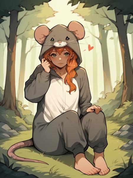 rat onsie, barefoot, animal costume, tail,