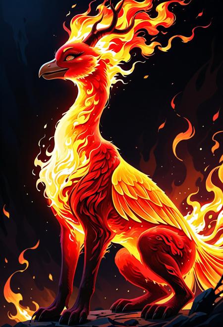 Majestic flaming Phoenix made of tiny neon glass filaments, <lora:World_of_Glass_Filament:0.81> , dark background, flames,