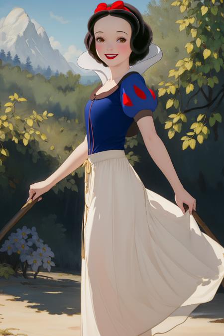 (masterpiece, best quality, high resolution:1.4),
snow white,
1girl, woman, smile, looking at viewer, 
long skirt, 
nature, outdoors, summer, beach,
colorful, high contrast,
<lora:SnowWhite_v1:1>