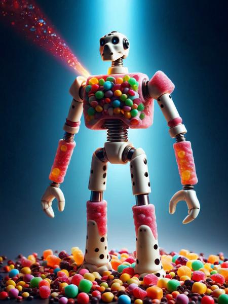 cinematic film still candy, sci-fi, stylized by Gerardo Dottori and Greg Staples, digital art, robotic Dalmatian, surreal and theatrical compositions, wearing cybernetics, Realistic, <lora:Candy World Morph:1>, polished, fantastic aesthetic, complimentary colors, ambient light, deep rich colors, dynamic cinematic color . shallow depth of field, vignette, highly detailed, high budget, bokeh, cinemascope, moody, epic, gorgeous, film grain, grainy