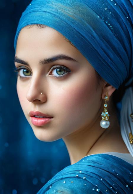 Persian Girl.Renaissance, Leonardo da Vinci, Girl with a Pearl Earring, mythological,
vivid and energetic atmosphere with soft particles,
precise details, crystalline clarity, bokeh shapes,
(lustrous and phthalo blue colors:0.1),  (center composition:0.1),
<lora:add-detail-xl:1> <lora:xl_more_art-full_v1:0.5>