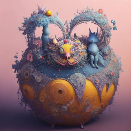 Kawaii fantasy monster, big soulful eyes, geometric patterned fur, holding heart-shaped balloons; Swoon, Kim Keever, Todd Schorr, Rossdraws, Ismail Inceoglu, Kaluta, Anton Fadeev, Yoshitaka Amano; ultra-detailed, 16k, digital illustration, photorealism, natural lighting, SFX, CGSociety, Vivid, bright,  <lora:VectorUnicorns-04:0.8>  <lora:LilYunicorn2-06:0.8>