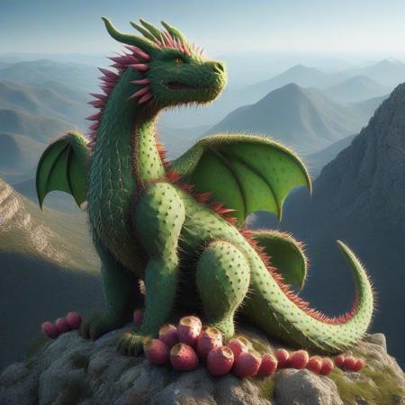 dragon in a mountain  <lora:Prickly Pear Style v1:1>, Prickly Pear Style,