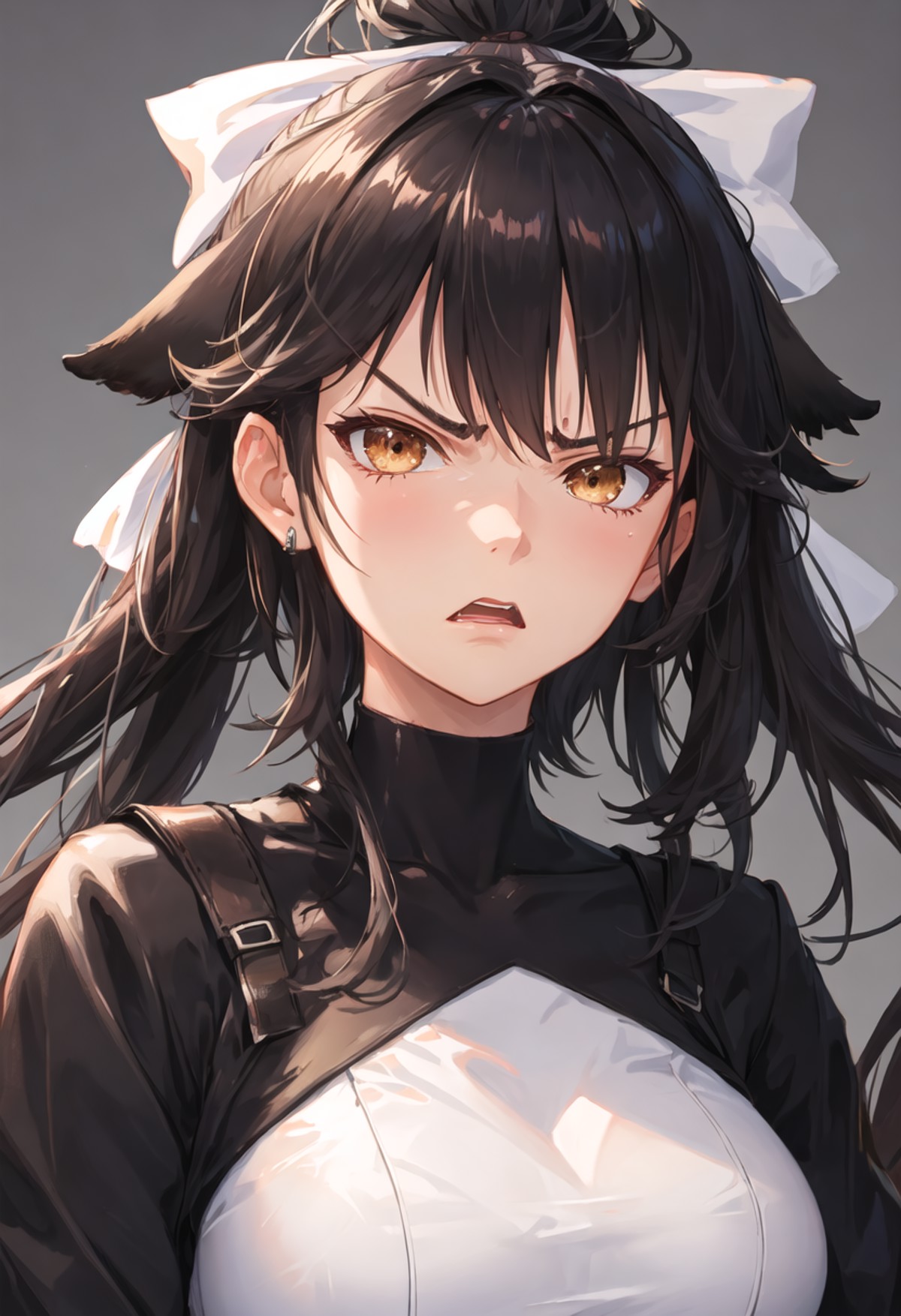 best quality, masterpiece, highres, solo, {takao_azurlane:0.90}, angry, annoyed, portrait, looking at viewer