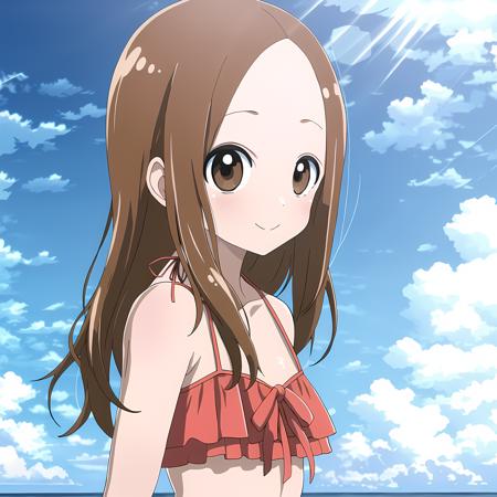 masterpiece, best quality, <lora:TakagiV1:0.8>, takagi, swimsuit