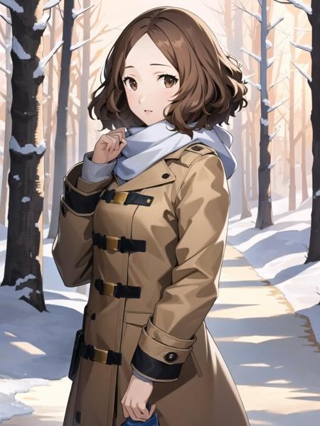 masterpiece, best quality, highres, extremely detailed CG unity 8k wallpaper,
portrait of dsharu, brown hair, short hair, scarf, winter coat, 1girl, solo, standing, winter, forest, detailed background, (persona 5:0.5)
<lora:dsharu_e1:0.75>