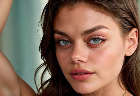 rachaellange a close up photo of a beautiful woman, detailed face, detailed features,  wearing a summer dress, new york