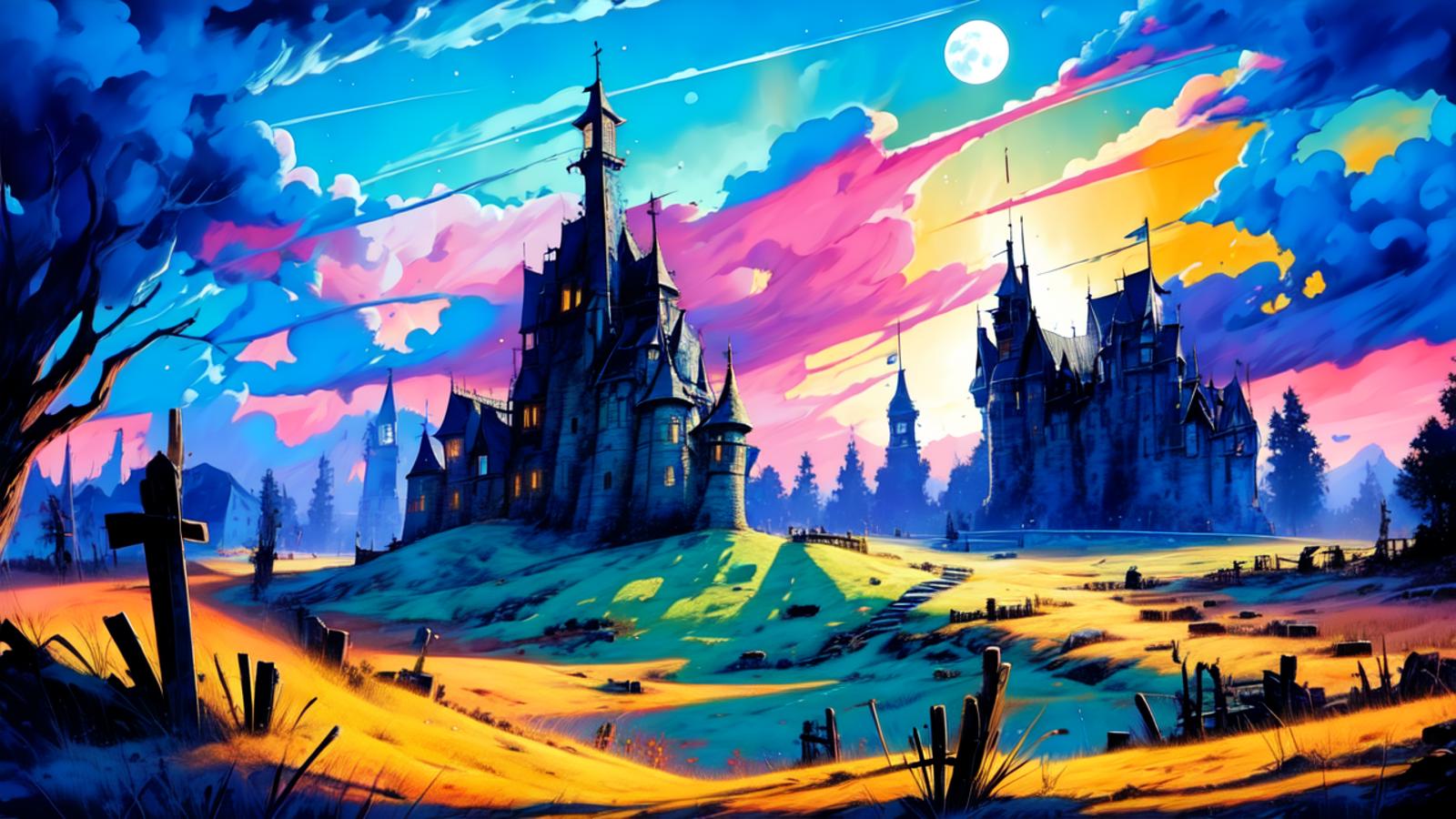 Fantasy Night Scenery background (可影响画风) Style image by ArienTOP