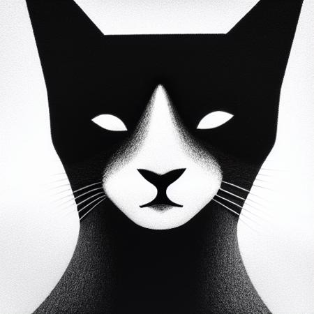 a black and white cat with green eyes, a digital rendering, by Leiko Ikemura, sorayama, short light grey whiskers, 2070s, the god of mischief, emerald coloured eyes, douglas smith, astonishing detail, slightly smiling, marc davis, blacksad, avatar image, warrior cats book series (abstract_geometric_splash_v1:0.7)