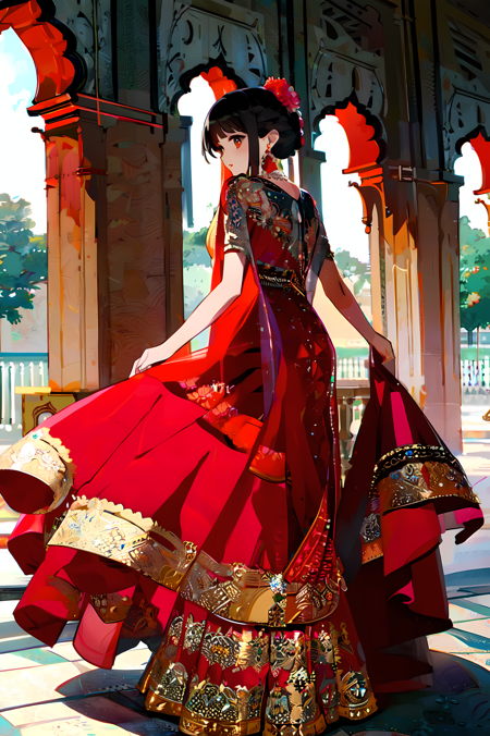 Indian dress saree blouse intricate details vibrant colors <YOUR COLOR> dress cloth texture