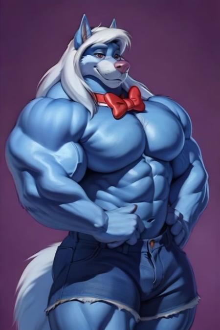 Wilford Wolf White Hair White Tail Muscular Red Bow Tie Pink Nose