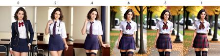 sexy brunette 25 year old woman with short wavy hair in schooluniform <lora:schooluniform:0>