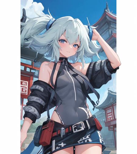 1girl, pa15, (pa15Normal:1.2), cowboy shot, (east asian architecture:1.2),  
<lora:PA15:.8> <lora:PA15Normal_Costume:1>