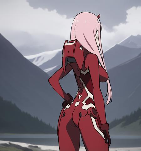 zero two (darling in the franxx) 1girl solo pink hair green eyes