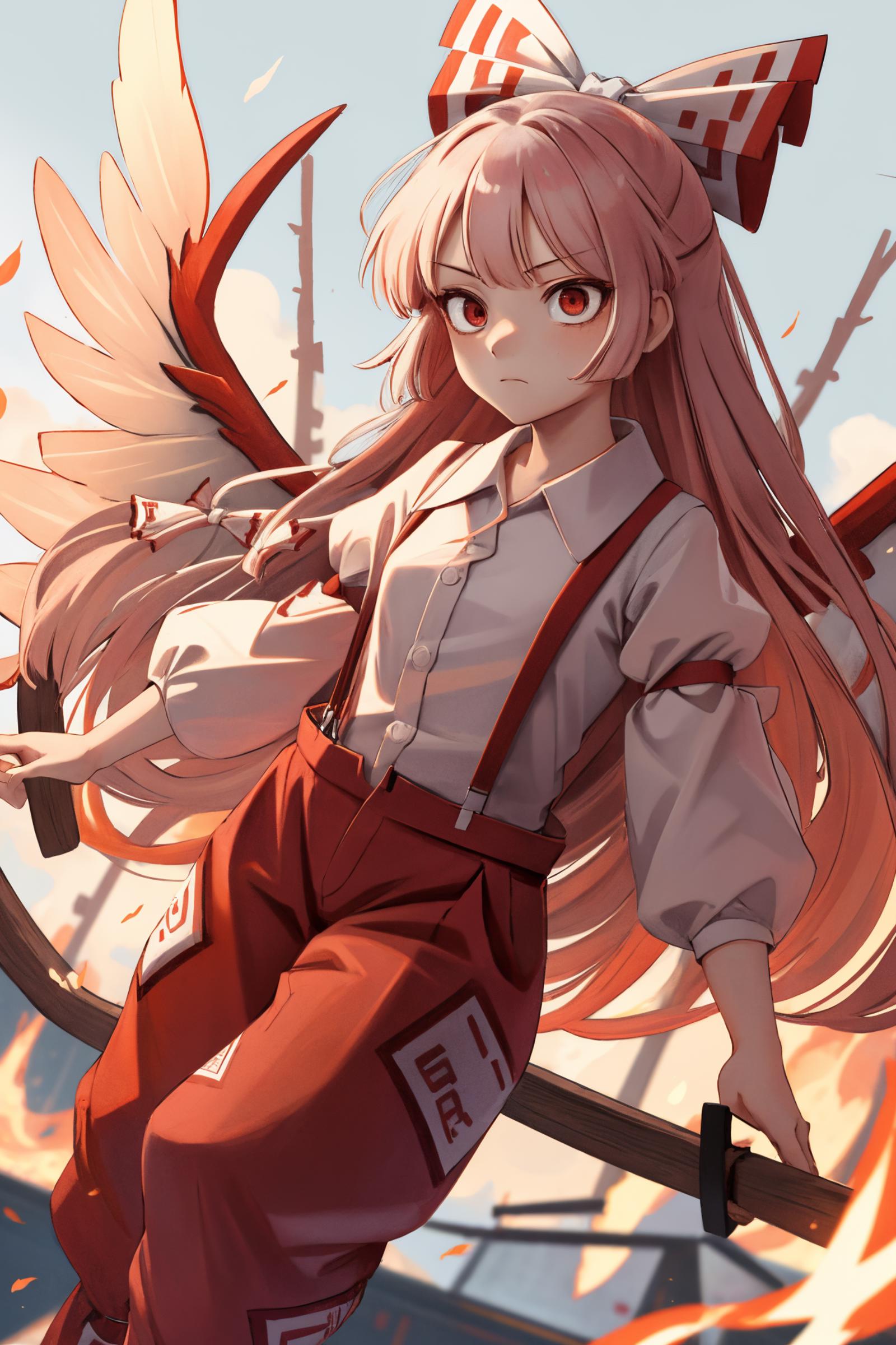 fujiwara no mokou (touhou) 藤原妹红 东方project image by lechuckai500