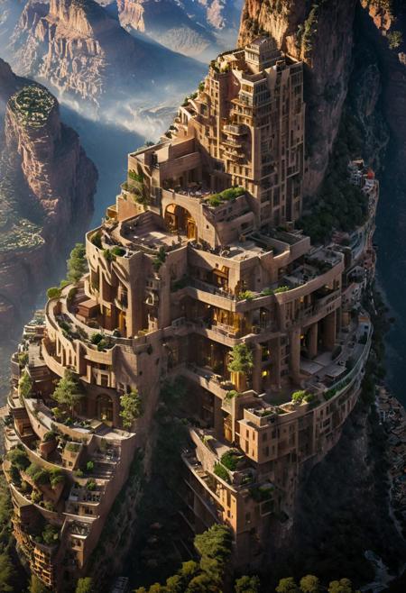(The colonial city of the future, in the mist-filled Grand Canyon, on an unknown Earth-like planet, 2 moon on sky, Spaceship flight connects colonies, waterfulls:1.3), (Machu Picchu, a mountain settlement, incredibly spectacular:1.2), (Mario Botta:1.3), (avant-garde, future, reality, science fiction, photorealistic), (modern architecture:1.2), 
(Large Files, Ultra Realistic, 8K, 16k, FHD, HD, VFX, Perfect, Photography, composition, Architecture Sales Photography, Architecture Competition, Ultra High Resolution, Cinematography, High Resolution Image:1.1), (dramatic lighting, direct sunlight, ray tracing, clear shadow:1.2),  (real landscape:1.1), (blurred background:1.0), (urban background, more_details) ,
ac_neg1, great lighting, clear, hillscastel, extrusionbuilding, vertical