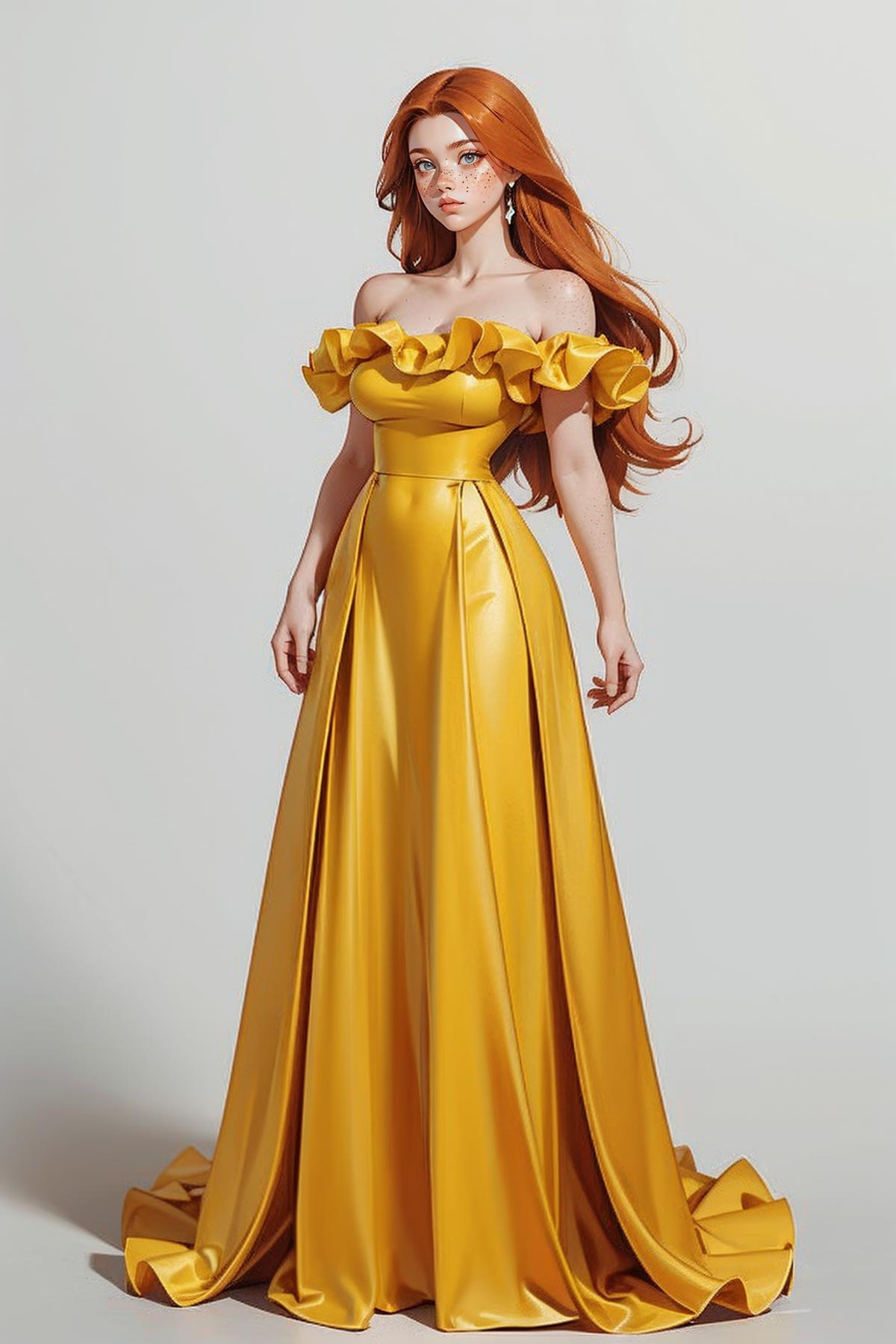 Off-Shoulder Yellow Dress image by freckledvixon