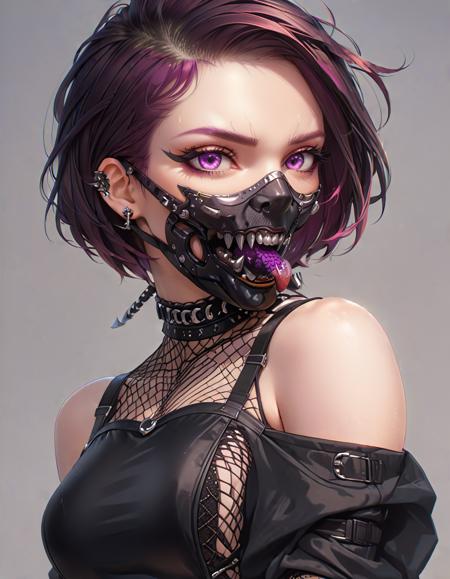 neonpunk style <lora:Oni_Mask_SDXL:0.7>, 1girl, full body, glamorous and beautiful woman, cybernetic implants, face implants, she is happy to see you, eager, elegant, submissive, wearing black oni mask, short hair with ornaments, fishnets, silk scarf around shoulders, elegant dress, <lora:concept_tongue_out_xl_1_standard_merger_57_80_04_06:0.8>, long tongue, wide open mouth, uvula,  <lora:Venus_Body_separated_concepts-resumed-fixed:0.8>, muscular, strong shoulders, abs, flat chest, very small breasts, . cyberpunk, vaporwave, neon, vibes, vibrant, stunningly beautiful, crisp, detailed, sleek, ultramodern, magenta highlights, dark purple shadows, high contrast, cinematic, ultra detailed, intricate, professional