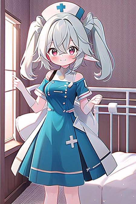 (masterpiece), (best quality), (detailed background, best lighting), ultra-detailed, highly detailed, :3, solo, 
<BRAKE>
((dressed nurse outfit)), standing near the bed,
<BRAKE>
blue dress, short sleeve, (off shoulder dress),
rubytoff, 1girl <lora:!Rubytoff_01_00_01:0.9>