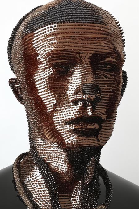 a sculpture of a man with a lot of beads