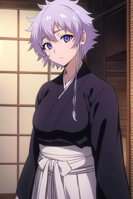 isanekotetsu, <lora:isanekotetsuv2-lora-nochekaiser:1>,
isane kotetsu, short hair, braid, purple hair, (purple eyes:1.1), hair braid,
BREAK long sleeves, japanese clothes, kimono, haori, black kimono, hakama, black hakama,
BREAK indoors,
BREAK looking at viewer,
BREAK <lyco:GoodHands-beta2:1>, (masterpiece:1.2), best quality, high resolution, unity 8k wallpaper, (illustration:0.8), (beautiful detailed eyes:1.6), extremely detailed face, perfect lighting, extremely detailed CG, (perfect hands, perfect anatomy),